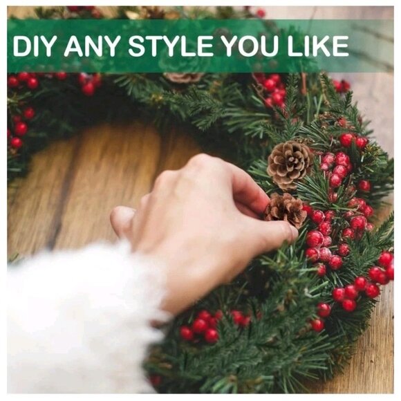 80 PCS Christmas Artificial Pine Needles Branches and Red Berry Stems with Pine - Picture 4 of 7